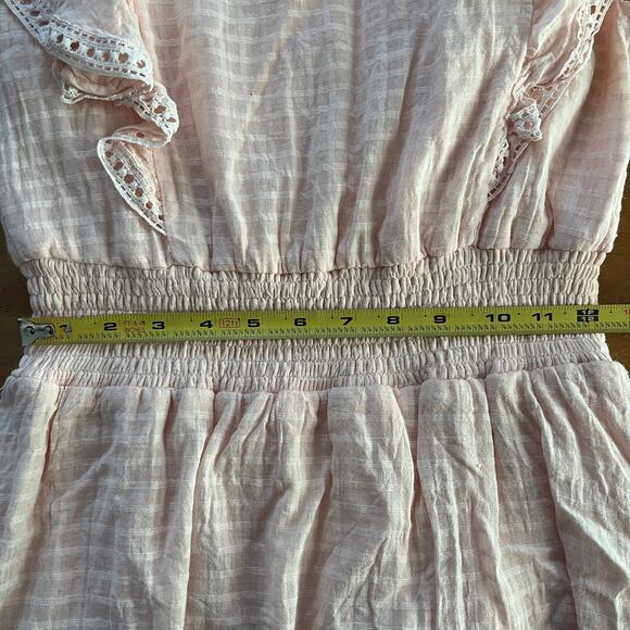 SAGE Women's Pink Lace Cap Sleeve Jewel Neck Short Fit & Flare Dress Size Small - Picture 7 of 7